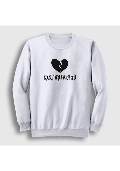 Presmono Unisex Broken Heart Xxxtentacion Sweatshirt Beyaz
