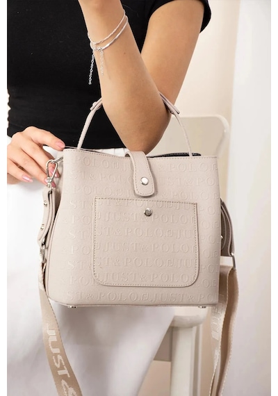 Just Polo Kadın Orijinal Just Polo 3 Bölmeli Ayarlanabilir Askılı Şık El & Omuz Çantası Shoulder Bag Taş