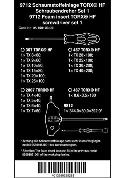 05150103001 9712 Sünger Ped, Torx Hf Tornavida Set 1, 14 Parça
