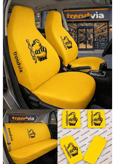 1907 Kanarya Logolu Oto Koltuk Kılıfı Ön Arka Set Penye Likralı Universal Koltuk Koruyucu Servis Kılıfı 98830444