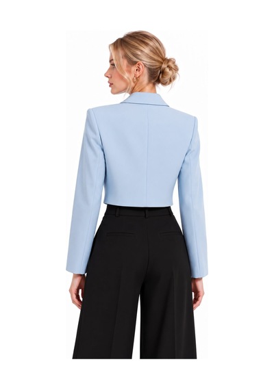 Lafela Kruvaze Kapama Yapılı Crop Blazer Mavi
