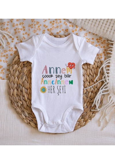 Bk Gift Bk Kids Annem Çok Şeyi Bilir Tasarımlı Bebek Body Zıbın - Model 1 12-18 Ay Sarı