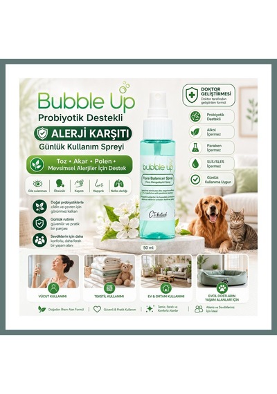 Bezos Bubble Up Probiyotik Destekli Kedi Köpek Yatak Minder Ve Kafes Spreyi 50 Ml Ventra