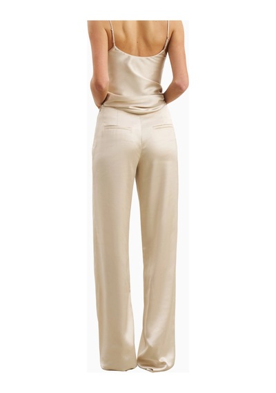 Because Of Alice Formal Satin Straight Leg Trousers Saten Düz Paça Kadın Pantolon Kırık Beyaz