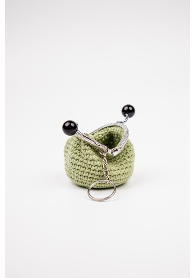 Fabric Craft Bag Mini Bozuk Para Cüzdanı Anahtarlık Klipsli Yeşil