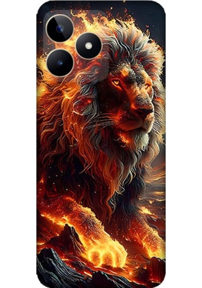 Realme C53 Uyumlu Alev Aslanı Desenli Silikon Kılıf