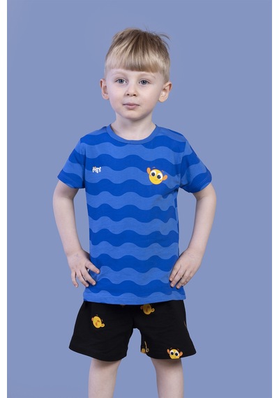 Toontoy Kids Toontoy Erkek Çocuk Dalga Desenli Şortlu Takım Su Yeşili