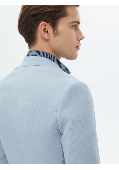 Kip Açık Mavi Düz Slim Fit Ceket 001