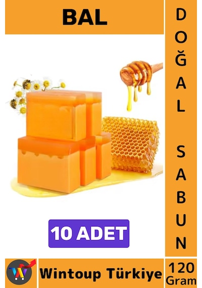 Katısabun %100 Doğal Bitkisel El Yüz Saç Vücut Cilt İçin Organik Bal Sabunu 120 Gram 10 Adet Karışık
