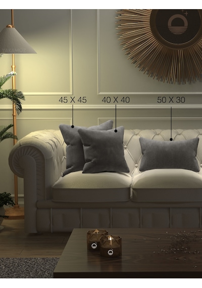 Açık Gri Kırlent , Yastık Kılıfı Kadife Görünümlü Velvet Touch Serisi Açık Gri