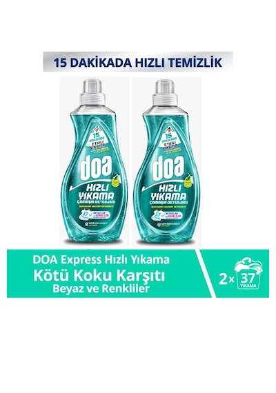 Doa Express Hızlı Yıkama Kötü Koku Karşıtı Beyaz Renkliler Çamaşır Deterjanı 1480 Ml X 2 Adet