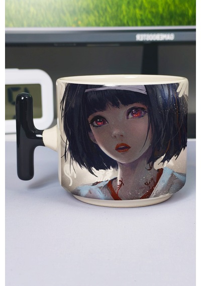 Noragami Anime Baskılı Seramik Lüks Kupa 1 Adet T Şeklinde Özel Siyah Kulp Dalga Kulp V1t Çok Renkli