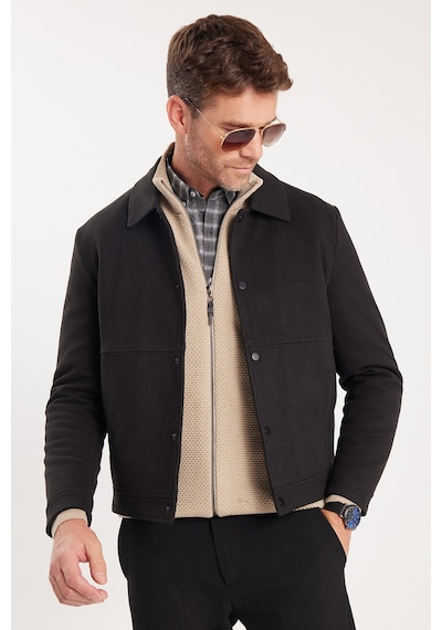Tudors Erkek Slim Fit Dar Kesim Çift Cepli Çıtçıt Kapamalı Siyah Mont-46275 Siyah