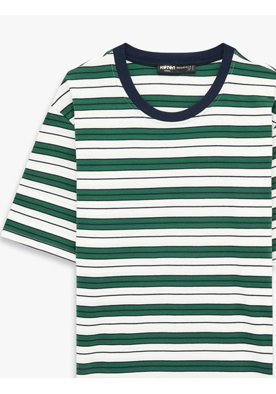 Koton Regular Fit Kısa Kollu Bisiklet Yaka Pamuklu Çizgili Tişört Yeşil Çizgili 6sam10321mk Koton Regular Fit Kısa Kollu Bisiklet Yaka Pamuklu Çizgili Tişört Yeşil Çizgili 6sam10321mk