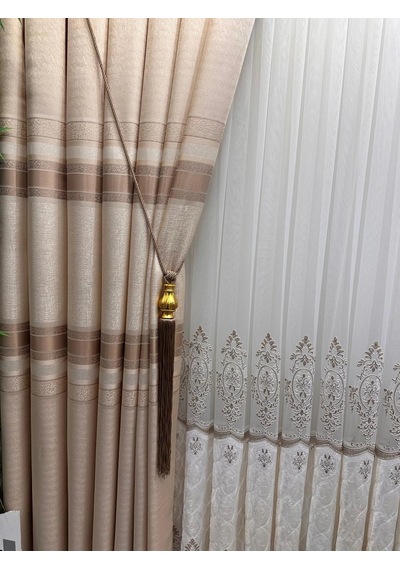 Nivemeshome Defne Krem Ft614339 V-101 1/3 Sık Pileli Fon Perde Apm Krem