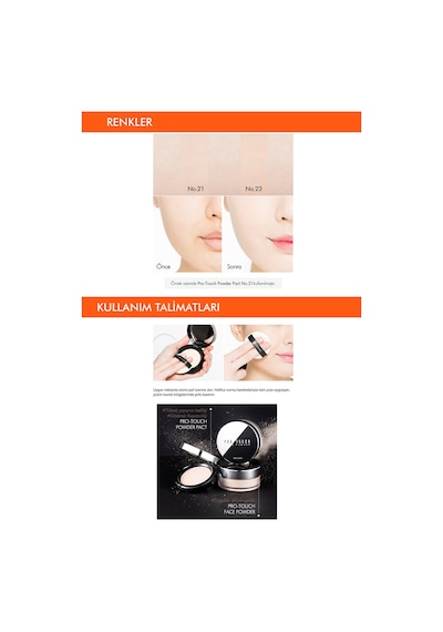 Missha Pro-Touch Powder Pact SPF25 Pürüzsüz Görünüm Sağlayan Kompakt Pudra No.21