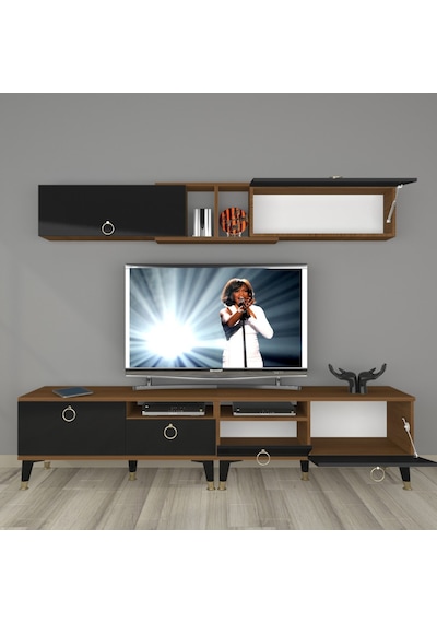 Decoraktiv Eko 5220 Mdf Gold Tv Ünitesi Tv Sehpası Ceviz - Siyah