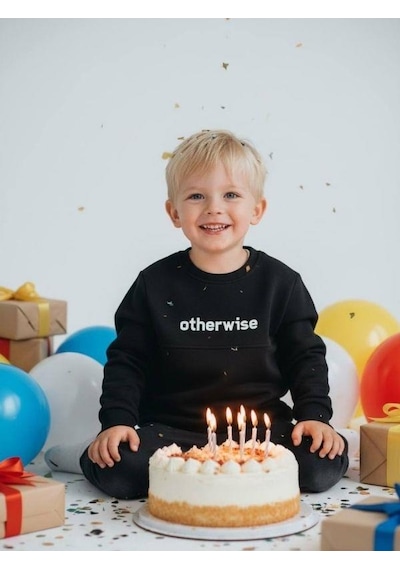Zekids Erkek Çocuk Otherwise Yazılı Pamuklu Sweatshirt-14231 Siyah