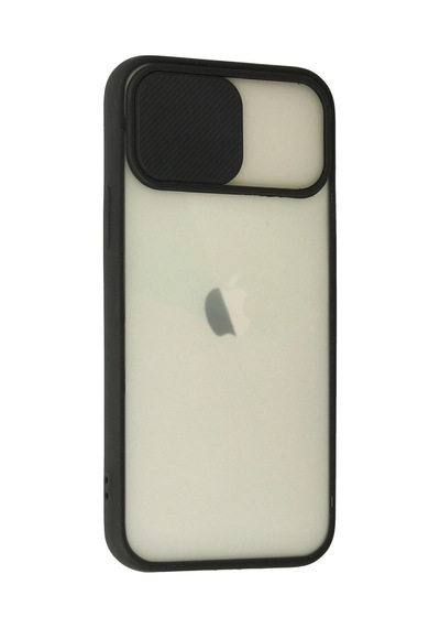 İphone 12 Kılıf Palm Buzlu Kamera Sürgülü Silikon - Siyah Çok Renkli