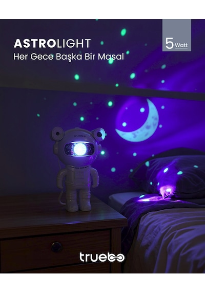Truebo AstroLight Bluetooth Hoparlör Gece Lambası Beyaz