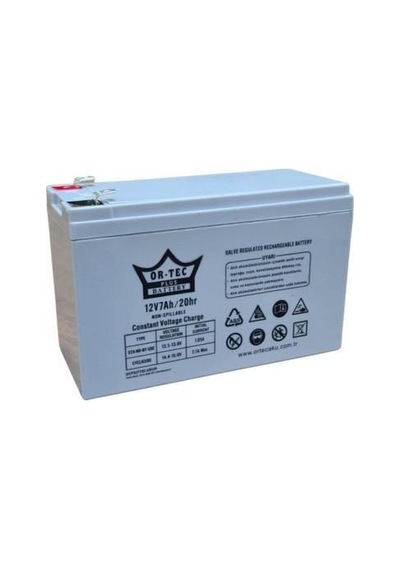Pil 12v 7ah Ortec Gri - Geniş Soket