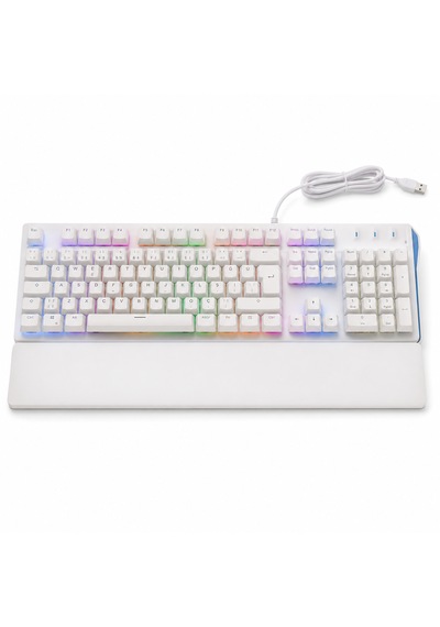 Türkçe Q Mekanik Gaming Klavye Kablolu Usb Rainbow Led Aydınlatmalı Bilek Destekli Full Size Beyaz