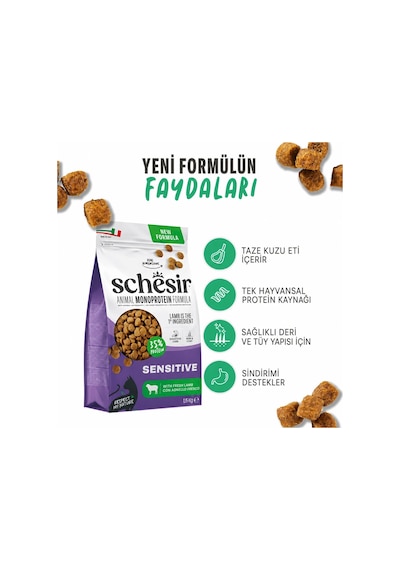 Schesir Monoprotein Sensitive Kuzulu Yetişkin Kedi Maması 1,5 Kg