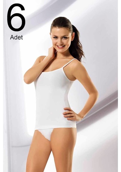 Namaldı 6'lı Paket Ip Askılı Kadın Beyaz Atlet Beyaz
