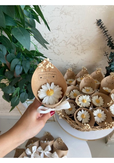 Bernami Mum Pinterest Kişiye Özel Düğün Nişan Söz Kına Sünnet Hediyelik Vanilya Kokulu Buket Mum-30 Adet Diğer