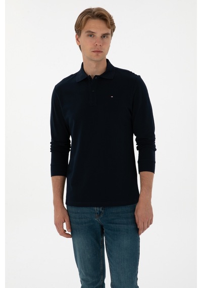 U.S. Polo Assn. Erkek Regular Fit Polo Yaka Lacivert Basic Sweatshirt 50315941-VR033
