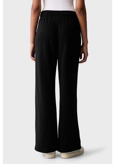 Calvin Klein Logolu Pamuklu Yüksek Bel Bol Paça Pantolon Lv047h258gub1 Kadın Pantolon Lv047h258g Ub1 Siyah