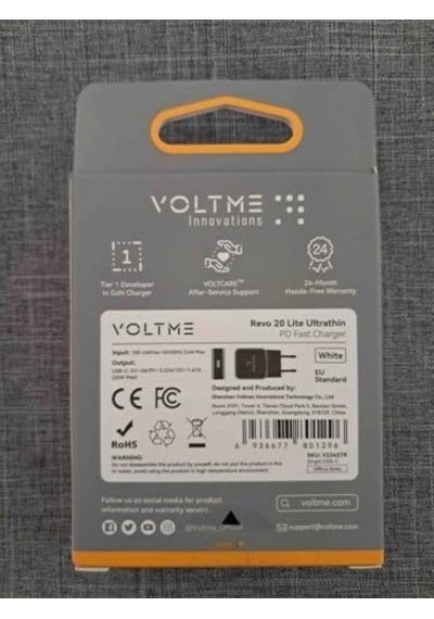 Voltme Revo 20 Lite Type-c 20w Gan Ultra İnce Pd Hızlı Şarj Adaptörü Beyaz