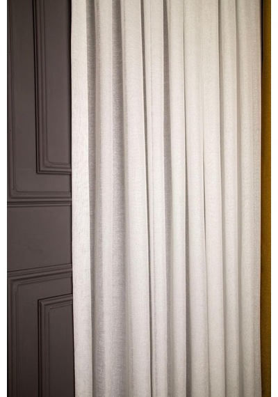 Ev Depo Home Taç Naturel Keten Tül Perde Pilesiz Düz Dikim Ekstrafor Büzgü Hermosantrlktneks01, Beyaz, 150 X 200 Diğer
