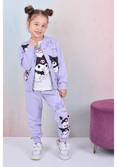 Karakter Baskılı Penye Ceketli - Penye Sweatshirt - Penye Pantolonlu Kız Çocuk 3lü Takım Lila Karakter Baskılı Penye Ceketli - Penye Sweatshirt - Penye Pantolonlu Kız Çocuk 3lü Takım Lila