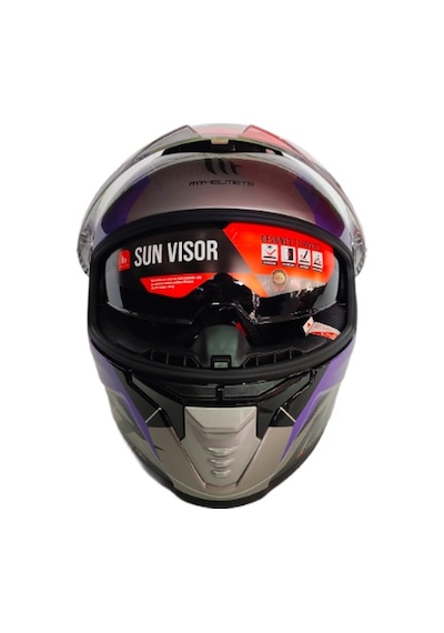 Mt Thunder 4SV Valiant B2 Güneş Vizörlü Kask Mor Parlak Gri Sarı