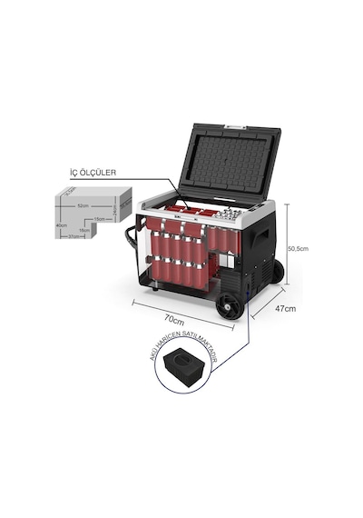 ICECO K65S 12/24Volt 65 Litre Akülü/Kablolu/ Kompresörlü Tekerlekli Outdoor Oto Buzdolabı/Dondurucu (Akü Dahil Değildir)