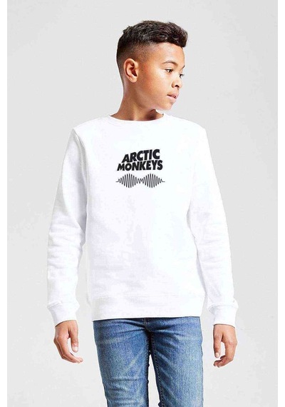Tshirthane Monkeys Sheffield Suck It And See Baskılı Unisex Çocuk Beyaz Swe