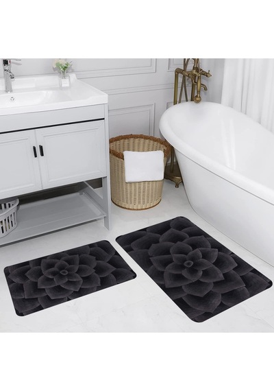 Rovigo Home Baskılı Kaymaz Taban 2 Li Banyo Paspas Takım Rvg5155-100X60-60X50 Çok Renkli