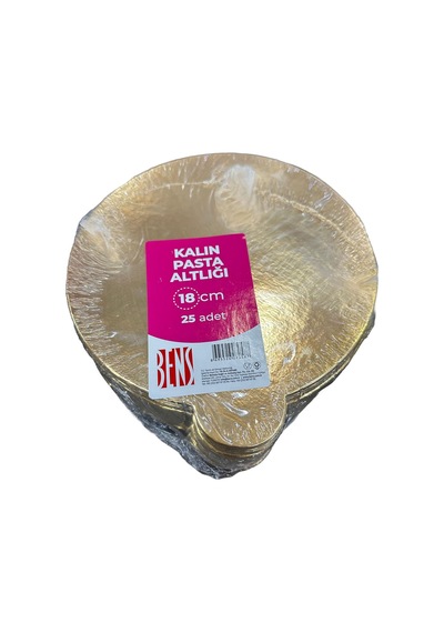 Omeyva Yuvarlak Kalın Altın Pasta Kek Turta Altlığı Tabanı - 18 Cm. - 25 Adetlik Paket Altın