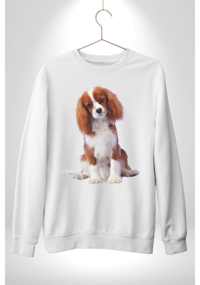 Cavalier King Charles Spaniel Unisex Beyaz Sweatshirt Beyaz