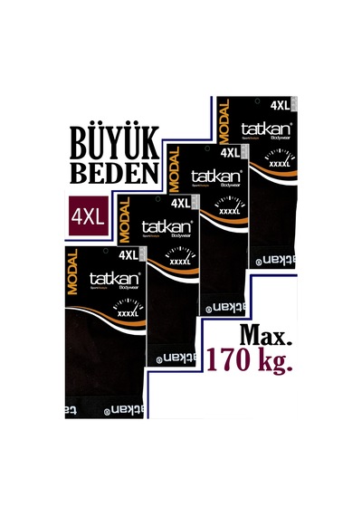 Mataş Tatkan - 4'lü - Battal - Penye Modal Erkek Boxershort Siyah