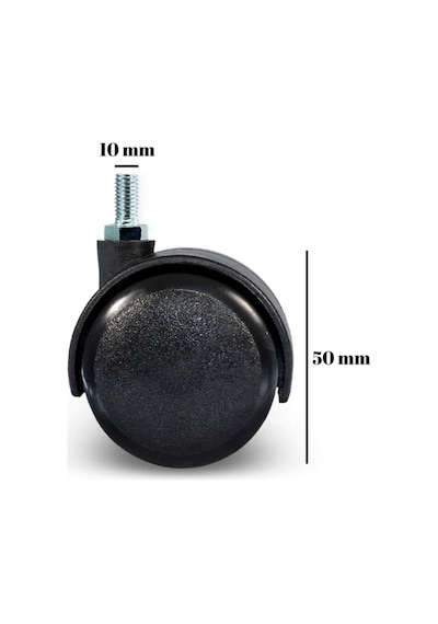 Vidalı Masa Tekeri Sandalye Ve Koltuk Tekeri 10mm 50mm Siyah 4 Adet Siyah