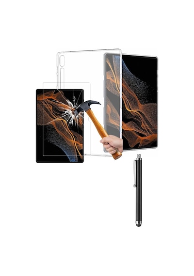 Samsung Galaxy Tab S8 Sm-x700 11 Inç Şeffaf Silikon Kılıf + Nano Ekran Koruyucu + Kalem
