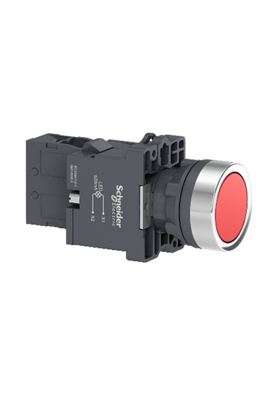 Schneider Electric  XA2EW34M1 Kırmızı ışıklı yaylı buton- Ø22 - -