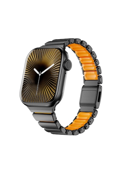 Apple Uyumlu Watch  10 42mm Saf Hafif Metal Silikon Sportif Kordon Manyetik Tokalı Dlc Kaplama Krd-149