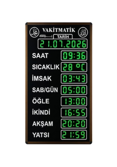 Sanec Büyükboy Yeşil Renk Vakitmatik Kasa: 40x72 Cm