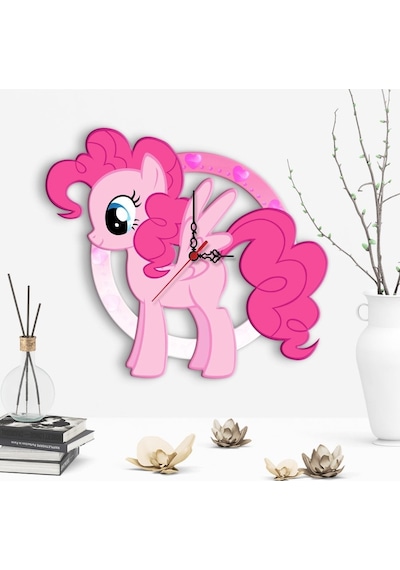 Little Pony Tasarımlı Dekoratif Ahşap Duvar Saati - 1 Çok Renkli