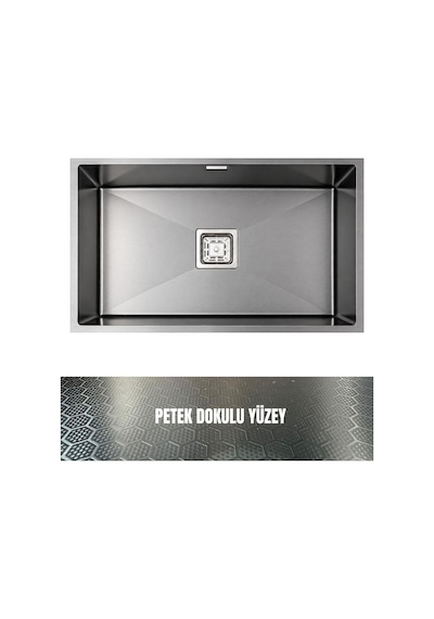 Gl General Neo 70 40x70 Antrasit Petek Dokulu Çelik Mutfak Eviyesi 304 Paslanmaz Çelik 1mm