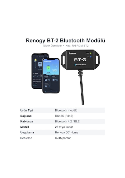 Renogy Bt-2 Bluetooth Modülü Rs485 Solar Şarj Cihazı Ve Akü İzleme Rn-rcm-bt2