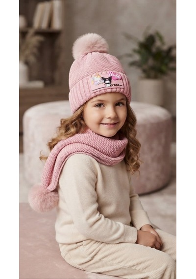 Emila Kids Kız Çocuk 2-5 Yaş - Bere & Atkı Takım AÇIK PEMBE